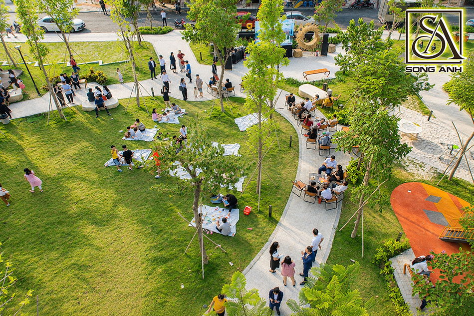 Không gian xanh trên khối đế Cara River Park