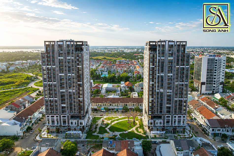 Tổng thể khối đế và tháp Cara River Park